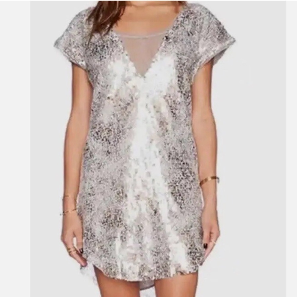 Free People Silver Sequin Mini Dress